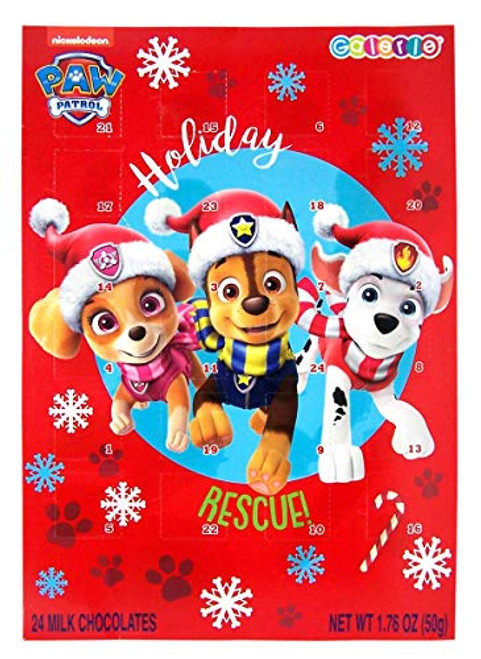 Paw Patrol 2019 Christmas Holiday Countdown Calendar with 24 Milk Chocolate, 1.76 oz