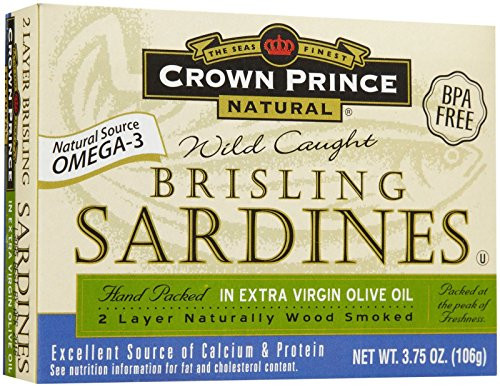 Crown Prince Brisling Sardines, In Olive Oil, 3.75 oz Crown Prince Brisling Sardines, In Olive Oil, 3.75 oz
