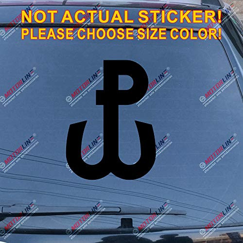 3S MOTORLINE Fighting Poland Anchor Decal Sticker Polska Kotwica Car Vinyl Pick Size Color die Cut no bkgrd (Black, 4'' (10.2cm))