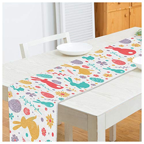 Leesgel Spring Easter Table Runner Runners, Easter Table Decor, Easter Party Decorations for The Home (Rabbit)