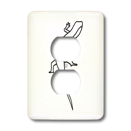 3dRose lsp_20936_6 Lizard Crawling Outline Art Drawing 2-Plug Outlet Cover