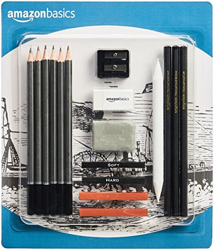 AmazonBasics Sketch and Drawing Pencil Set - 17-Piece Set