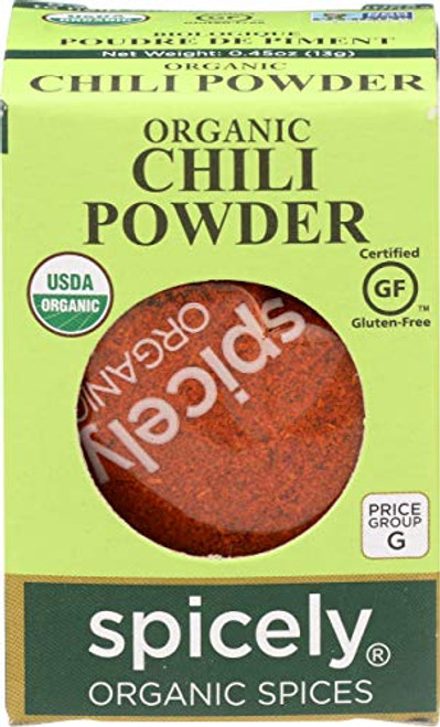 Spicely Organic Chili Powder 0.45 Ounce ecoBox Certified Gluten Free