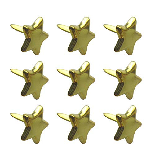 Healifty 200pcs Mini Brads Metal Star Brad Paper Fastener for Scrapbooking Craft DIY Paper 14mm Gold
