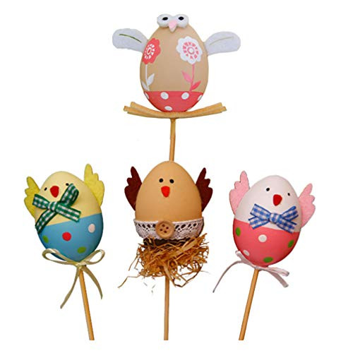 SOIMISS 4Pcs Easter Tree Branch Bouquet Easter Rabbit Bunny Figure Artificial Easter Plant Stem Picks Realistic Egg Tree Ornaments for Easter Spring Party Supplies