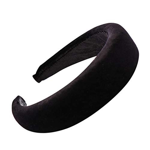Sayhi Foam Gold Velvet Sponge Headband Candy Color Hair Accessories Women Hair Head Hoop Sweet Girls Hair Headband(Black,free size)