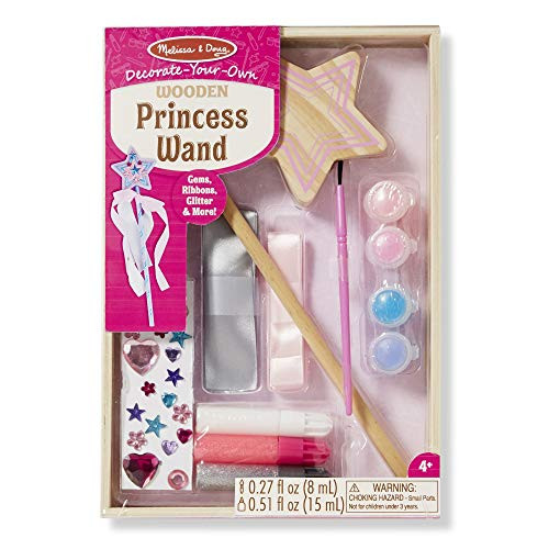 Melissa & Doug Decorate-Your-Own Wooden Princess Wand (Arts & Crafts, Shatterproof Mirror, Craft Kit & Keepsake)
