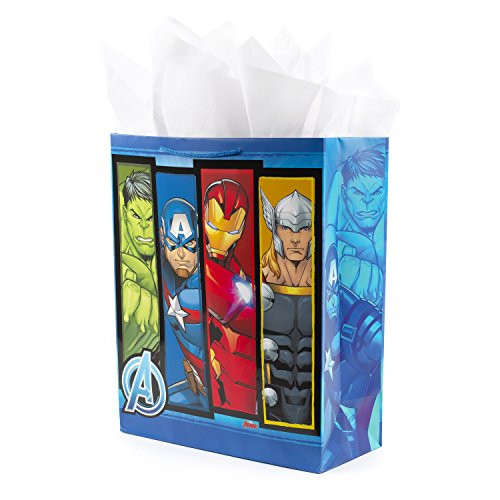 Hallmark Extra Large Avengers Gift Bag with Tissue Paper (Thor, Captain America, Hulk, Iron Man)