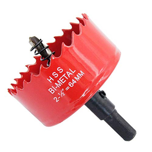 Bi-Metal Hole Saw Drill Bit HSS Hole Cutter with Arbor for Wood and Metal (2-1/2 inch(64mm))