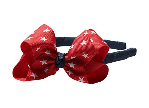 Anna Belen Girls inchLila inch Grosgrain Bow Headband O/S Red Stars