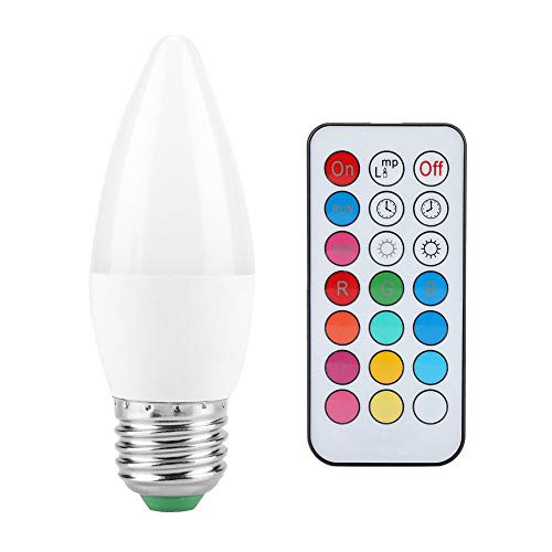 Haofy LED Candelabra Light Bulbs, 3W RGB Color Changing LED Candle Light Bulb with Remote Control, Non-dimmable, AC85-265V (RGBplusWarm white-E12)