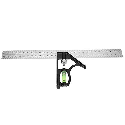 90° and 45° Combo Square with Metal-Body, Multi Angle Measuring Ruler,300mm Adjustable Combination Square Angle Ruler 45/90 Degree with Bubble Level