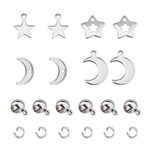 UNICRAFTALE About 130pcs DIY Pendant Jewelry Making Kits 304 Stainless Steel Pendants and Hanger Links and Jump Rings Star Moon Charms Metal Pendant Accessories for Women DIY Jewelry Making UNICRAFTALE About 130pcs DIY Pendant Jewelry Making Kits 304 Stainless Steel Pendants and Hanger Links and Jump Rings Star Moon Charms Metal Pendant Accessories for Women DIY Jewelry Making