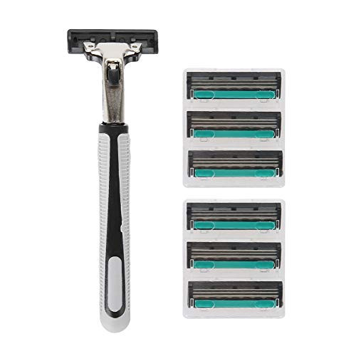 Vruping Manual Classic Razor, Manual Razors, Retro Wet Shaving Twin bladed Safety Razor Stainless Steel Blade Beard Shaver Blade Razors with Handle for Shaving(Double-Layer)