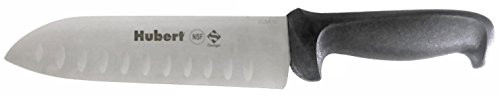 Hubert 7 inch Santoku Style Chef's Knife - NSF Certified, Anti-Microbial Handle for Food Service - Granton-Edge For Reduced Friction - Comfortable Ergonomic Handle - Stainless Steel