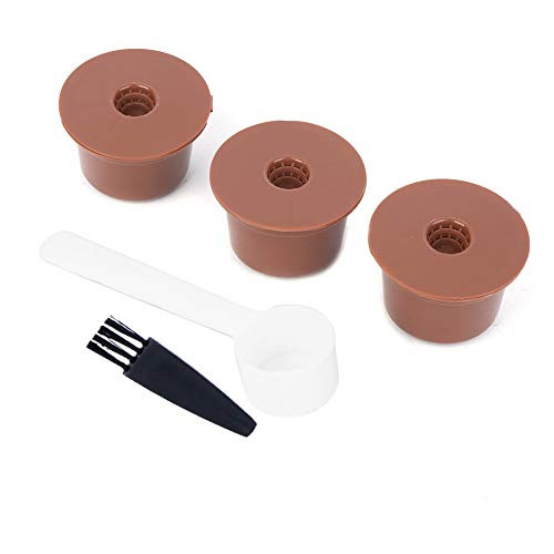 3Pcs Coffee Capsule Pods Kit Reusable Coffee Capsule Filter Cup Kit with Brush and Measuring Spoon Refillable Capsules Coffee Capsule for Caffitaly