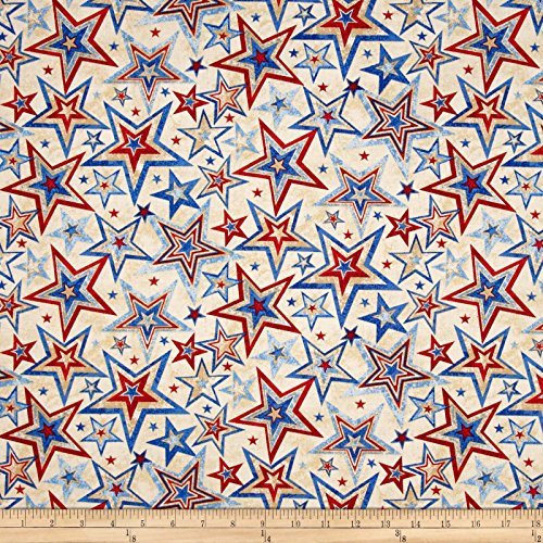 Fabri-Quilt Marblehead Valor Multi Star Beige Quilt Fabric By The Yard, Beige