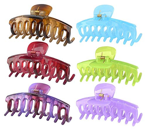 Big Hair Claw Clips 4.3 Inch Nonslip Large Claw Clip for Women and Girls Thin Hair, Strong Hold Hair Clips for Thick Hair, 6 Color Available (6 Packs) Big Hair Claw Clips 4.3 Inch Nonslip Large Claw Clip for Women and Girls Thin Hair, Strong Hold Hair Clips for Thick Hair, 6 Color Available (6 Packs)