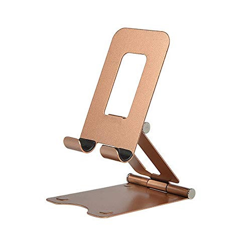 yxsian69g Phone Holder, Universal Double Folding Adjustable Desk Cell Phone Tablet Holder Stand Bracket Golden