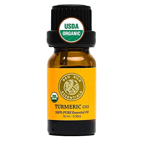 Red Silk Essentials USDA Organic Turmeric CO2 Essential Oil, Pure Natural Aromatherapy for Pain Relief, Detoxifying, Skin Care - 10 ml