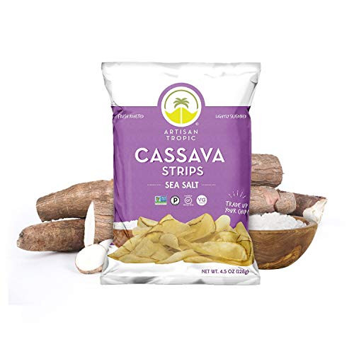 Paleo Snacks - Cassava Chips - Baked Chips - Sea Salt Chips - Gluten Free Chips - Vegan Chips - Cassava Flour Chips - Vegan Gluten Free Snacks - ARTISAN TROPIC Cassava Strips - 4.5 Oz - 2 Pack