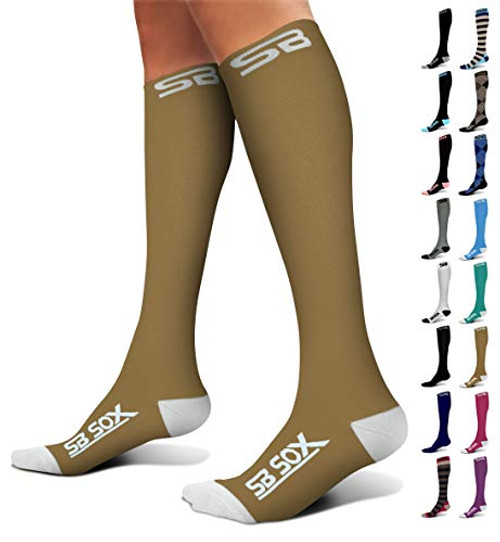 SB SOX Compression Socks (20-30mmHg) for Men and Women - Best Stockings for Running, Medical, Athletic, Edema, Diabetic, Varicose Veins, Travel, Pregnancy, Shin Splints (Nude/White, Medium) SB SOX Compression Socks (20-30mmHg) for Men and Women - Best Stockings for Running, Medical, Athletic, Edema, Diabetic, Varicose Veins, Travel, Pregnancy, Shin Splints (Nude/White, Medium)