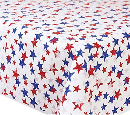 Creative Converting Plastic Banquet Roll With Stars, 50', Red/White/Blue