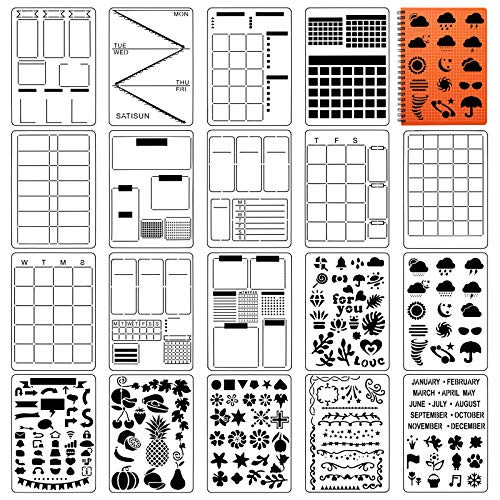 Planner Stencil,Productivity Weekly Journal Stencils for Time Saving Planner,Mini Calendars,Habit Tracker,Weekdays,Bullet Point Checklists,Daily/Weekly/Monthly Calendars