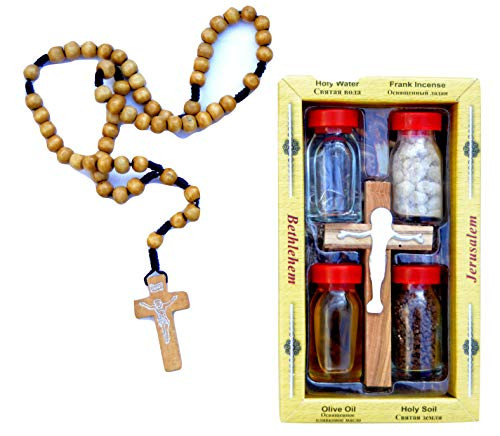 Set Water-oil-earth-incense-olive Wood Cross and Olive Wood Rosary Jerusalem Holyland Set Water-oil-earth-incense-olive Wood Cross and Olive Wood Rosary Jerusalem Holyland