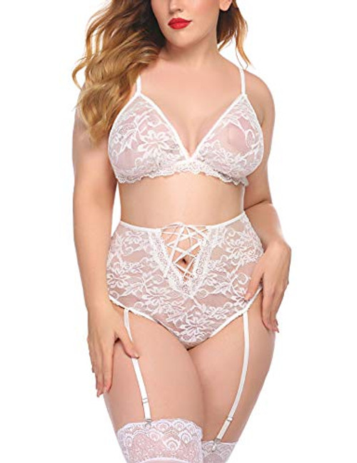 ADOME babydoll lingerie for women sexy high waist lace bra and panty set garter belt Bodysuit white medium ADOME babydoll lingerie for women sexy high waist lace bra and panty set garter belt Bodysuit white medium