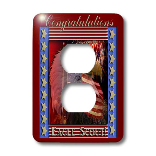 3dRose lsp_20818_6 Eagle With Gold Stars Congratulations Eagle Scout 2 Plug Outlet Cover