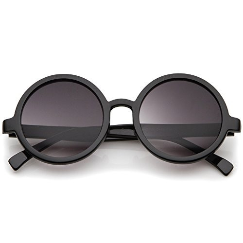 Classic Retro Horn Rimmed Neutral-Colored Lens Round Sunglasses 52mm (Shiny Black/Lavender) Classic Retro Horn Rimmed Neutral-Colored Lens Round Sunglasses 52mm (Shiny Black/Lavender)
