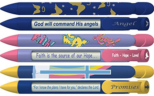 Greeting Pen Bible Verse Pens- Angel/Hope/Promise Trio Rotating Message 6 Pen Set (36068)