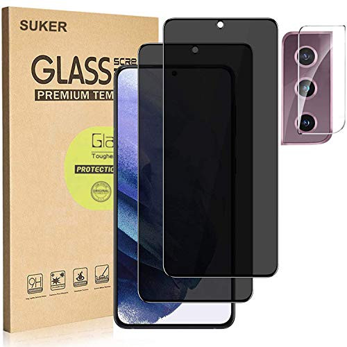 2plus2 Pack SUKER for Galaxy S21 Privacy Screen Protector with Camera Lens Protector, 9H Tempered Glass Anti-spy Anti-Glare Anti-Fingerprint Anti-Scratch Bubble Free Screen Protector for Samsung Galaxy S21 (6.2 inch) 2plus2 Pack SUKER for Galaxy S21 Privacy Screen Protector with Camera Lens Protector, 9H Tempered Glass Anti-spy Anti-Glare Anti-Fingerprint Anti-Scratch Bubble Free Screen Protector for Samsung Galaxy S21 (6.2 inch)