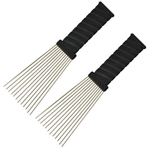 Minkissy 2pcs Metal Pick Comb Afro Comb Afro Braid Pick Hairdressing Detangle Wig Braid Hair Styling Comb Hair Twist Comb Hairdressing Comb for Men Hair Styling Supplies