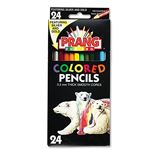 DIXON TICONDEROGA CO 22240 Colored Woodcase Pencils, 3.3 mm, 24 Assorted Colors/Set