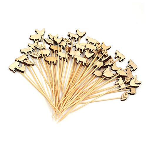 Disposable Bamboo Stick Fruit Stick, 4.7inch Party Cocktail Food Stick Appetizer Fruit Kebab Dessert Decoration Toothpicks Valentines Day Gift Food and Beverage Decoration Stick