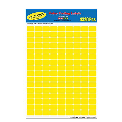 4320 Pcs 1/2 inch x 3/4 inch Rectangle Color Coding Dot Labels, Yellow 0.5 x 0.75 Inches Rectangular Stickers, 8 1/2 inch x 11 inch Sheet ? 30 Sheet ?