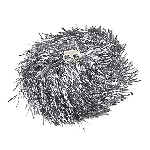 Cheerleading Plastic Ring Pom Poms Cheerleading Poms Silver 1 Pair