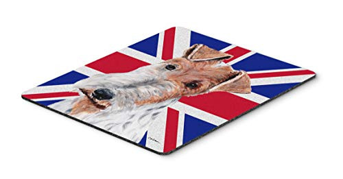 Caroline's Treasures SC9887MP Wire Fox Terrier with English Union Jack British Flag Mouse Pad, Hot Pad or Trivet, Large, Multicolor