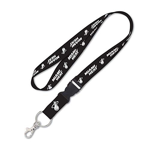 WinCraft Miami Heat Lanyard with Detachable Buckle, 1 inch - Black