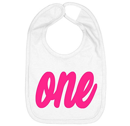 Handmade Cute Baby Boy Girl One Silver Gold First Birthday Smash Cake Bibs - My 1st Birthday Bib (One Pink White)