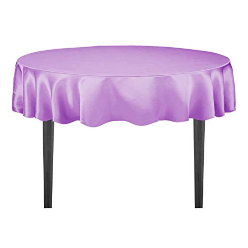 LinenTablecloth 90-Inch Satin Tablecloth, Round, Lavender