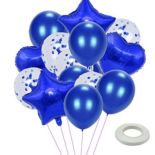 Blue Balloon, 14Pcs Birthday Balloon Set, Socub Premium Latex Party Balloons, Confetti Latex Balloons, foil balloons for Birthday Wedding Graduation Parties Decorations Blue Balloon, 14Pcs Birthday Balloon Set, Socub Premium Latex Party Balloons, Confetti Latex Balloons, foil balloons for Birthday Wedding Graduation Parties Decorations