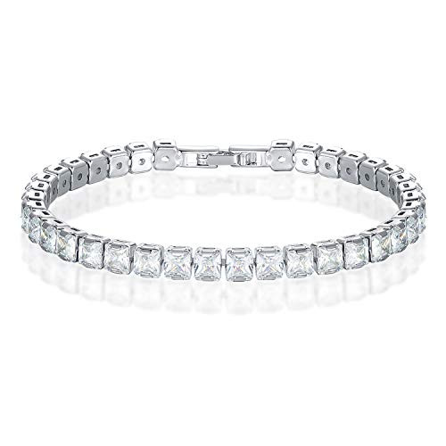 AAAplus Cubic Zirconia Friendship Tennis Bracelets 18K White Gold Plated Princess CZ Diamond Bracelet Crystal Jewelry Gifts For Women AAAplus Cubic Zirconia Friendship Tennis Bracelets 18K White Gold Plated Princess CZ Diamond Bracelet Crystal Jewelry Gifts For Women