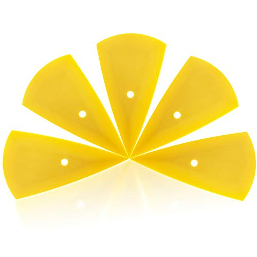 Zanch Teardrop Yellow Contour Card Corner Squeegee Window Tint Scraper Vinyl Wrap Tool Car Graphic Decal Hard Card with Pointed Sharp 5PCS