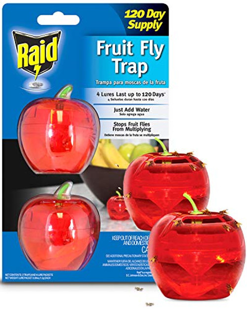Raid Fruit Fly Trap Bundle Fruit Fly Traps for Kitchen, Fly Trap Indoor Use, Fly Traps, Fly Killer, Fly Catcher for Food Prep Areas, Gnat Trap Indoor Use (2)