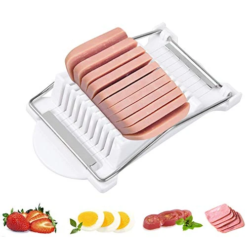 Kuccer Boiled Egg Fruit Soft Cheese Slicer Cutter, Luncheon Meat Slicer?Stainless Steel Wires?Cuts 11 Slices (White)