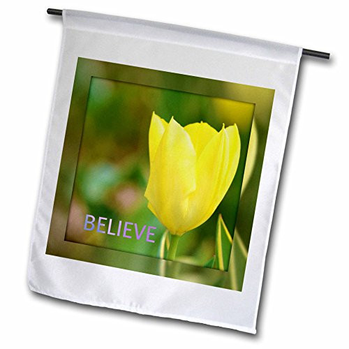 3dRose fl_47709_1 Believe Yellow Tulip Flowers Spring Photography Garden Flag, 12 by 18-Inch