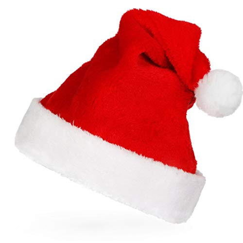 Christmas Hat Santa Hats Adult, Large Xmas Santa Claus Hat with Liner for Adults Women and Men, Comfort Plush Velvet Red